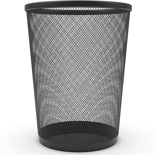 AVLASH ® Circular Mesh Waste Bin, Lightweight Waste Basket Garbage Can, Metal Trash Bin for Kitchens Home Offices Dorm Rooms Living Rooms Bedrooms (Black)
