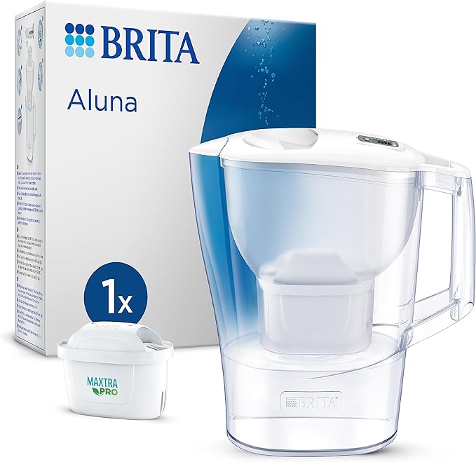 BRITA Aluna Water Filter Jug [colour] (2.4L) incl. 1x MAXTRA PRO All-in-1 cartridge – fridge-fitting jug with digital LTI – now in sustainable Smart Box packaging