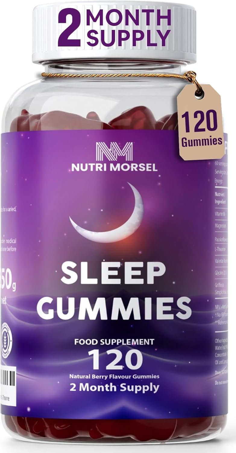 Bonus Size 120 Sleep Gummies for Adults, Sugar Free Magnesium Sleep Gummies Chewable Raspberry Flavored Natural Non-GMO Vegan Valerian Root Passion Flower and L-Theanine