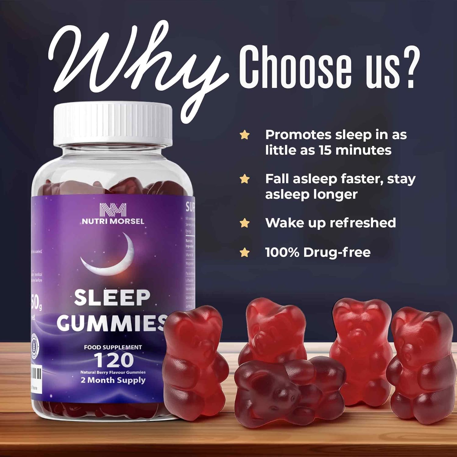 Bonus Size 120 Sleep Gummies for Adults, Sugar Free Magnesium Sleep Gummies Chewable Raspberry Flavored Natural Non-GMO Vegan Valerian Root Passion Flower and L-Theanine