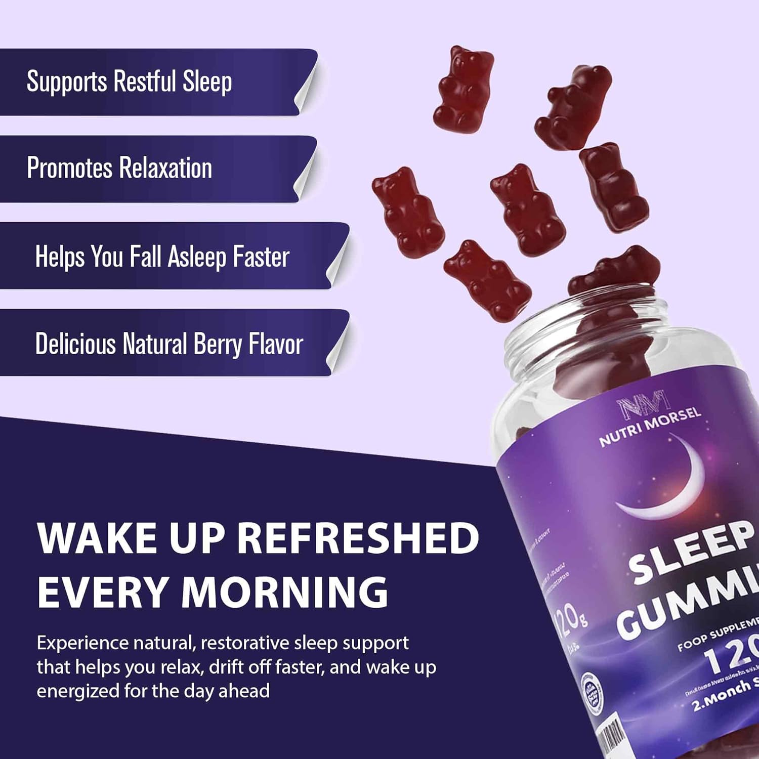 Bonus Size 120 Sleep Gummies for Adults, Sugar Free Magnesium Sleep Gummies Chewable Raspberry Flavored Natural Non-GMO Vegan Valerian Root Passion Flower and L-Theanine